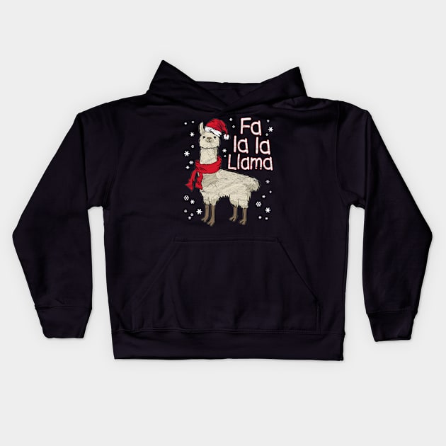 Christmas-Santa Fa la la Llama Kids Hoodie by AlphaDistributors